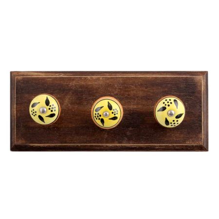 Black Leaf Ceramic Wooden Hooks